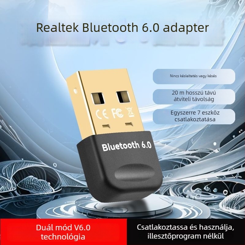 RTL606 Bluetooth USB adapter asztali számítógéphez, illesztőprogram nélkül, Plug-and-Play, BT 6.0
