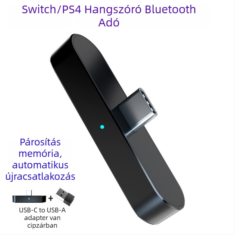 Switch/PS4 Bluetooth audióadó – USB-C/USB interfész, Bluetooth 5.0, 2,4 GHz, Sebesség 25, Modell G1