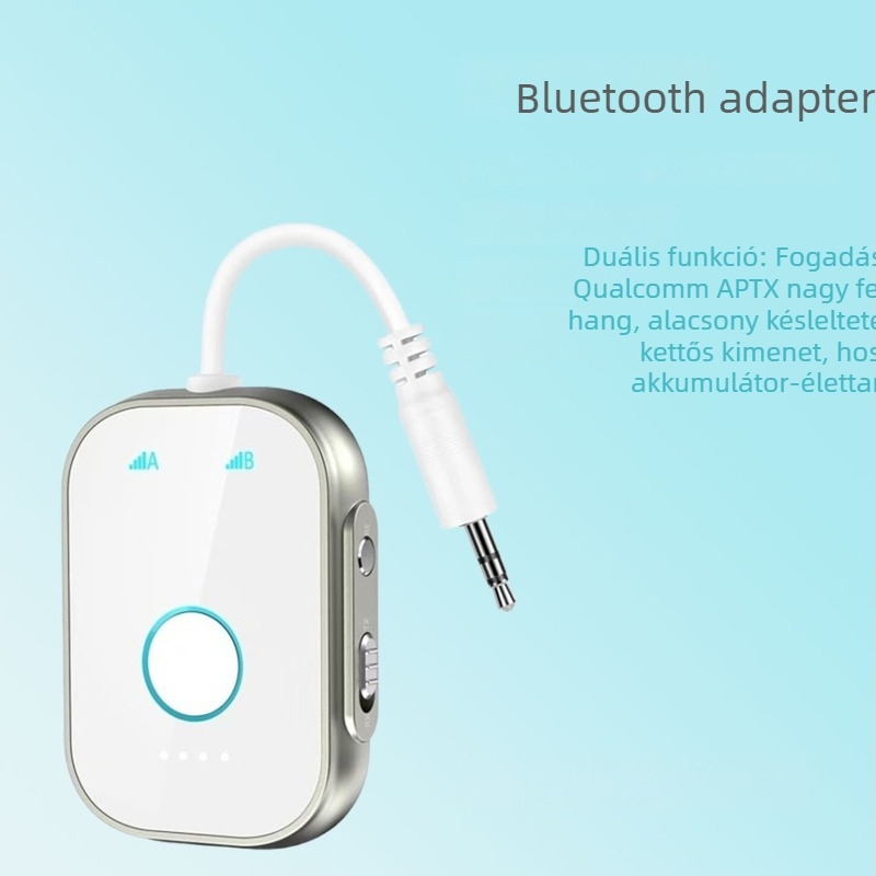 T1 Bluetooth transzmitter 3.5 mm AUX, autóhangkészülék vevő, Plug-and-Play, külső tápegység, BT 5.4, 10 m hatótáv