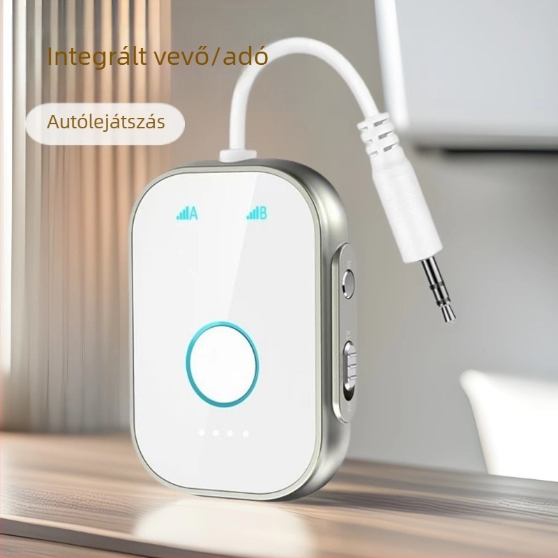 T1 Bluetooth transzmitter 3.5 mm AUX, autóhangkészülék vevő, Plug-and-Play, külső tápegység, BT 5.4, 10 m hatótáv