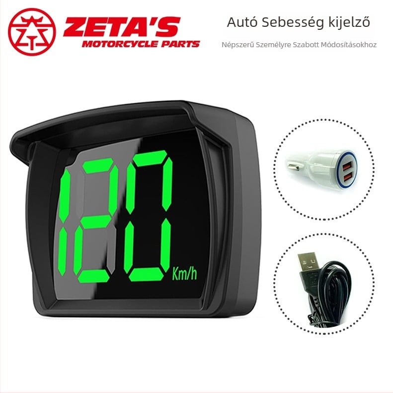 Autó HUD kijelző GPS sebességmérővel, km/h / mph kijelzés, sebességriasztó, manuális vezérlés