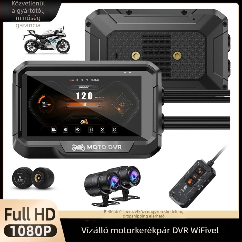 T10s motorkerékpár DVR CarPlay-képernyő-projekcióval, 2MP, 150° látószög, töltés közbeni ciklikus felvétel, TF-kártya akár 128GB-ig