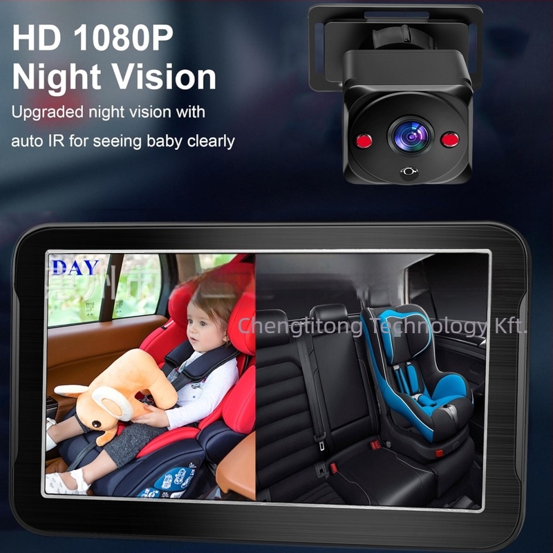 Autó babamonitor a hátsó üléshez CLT-1001, IPS kijelző, tömeg 0.5 kg
