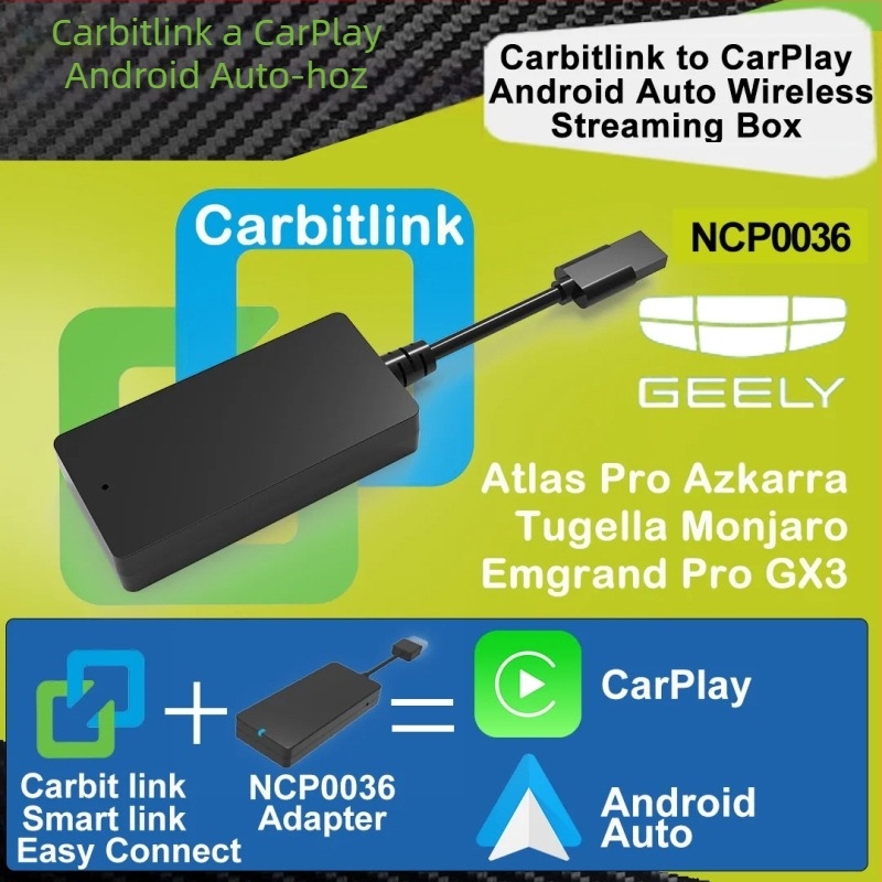 Vezeték nélküli CarPlay és Android Auto USB adapter doboz — 5V, 1W, 70 g, testreszabható