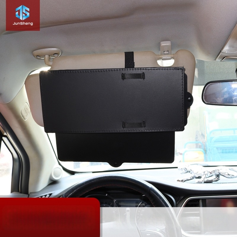 Autóretractív napellenző bőrrel és PC lappal, univerzális illesztés, rögzítés klipszel, testreszabás és logónyomtatás