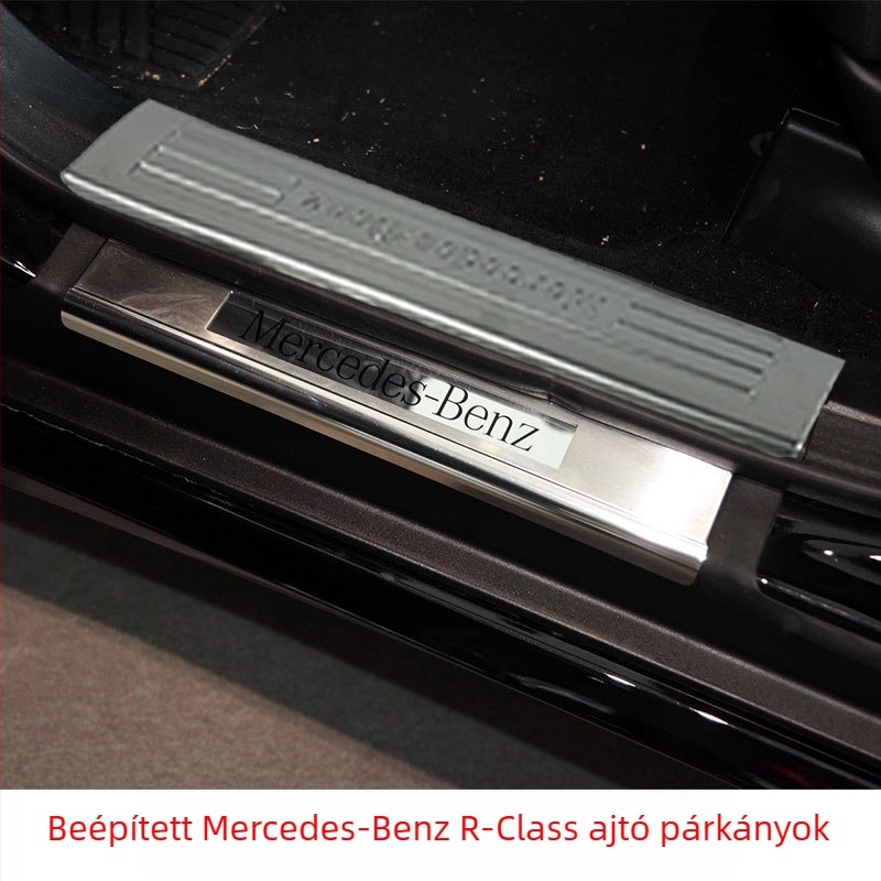 Rozsdamentes acél küszöb és üdvözlő pedál dekoráció Mercedes-Benz R-Class-hoz (R300/R320/R350/R400) – Ouyi; automata váltóhoz; modell évek 12/18; testreszabás