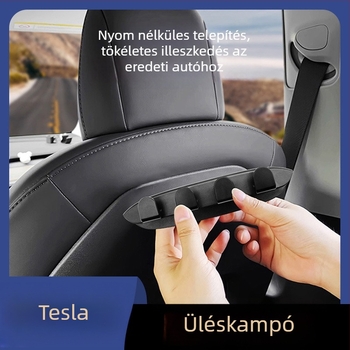Tesla Model Y / Model 3 első ülés hátuljára szerelhető kampó, műanyag, egyszerű stílus, testreszabás nélkül