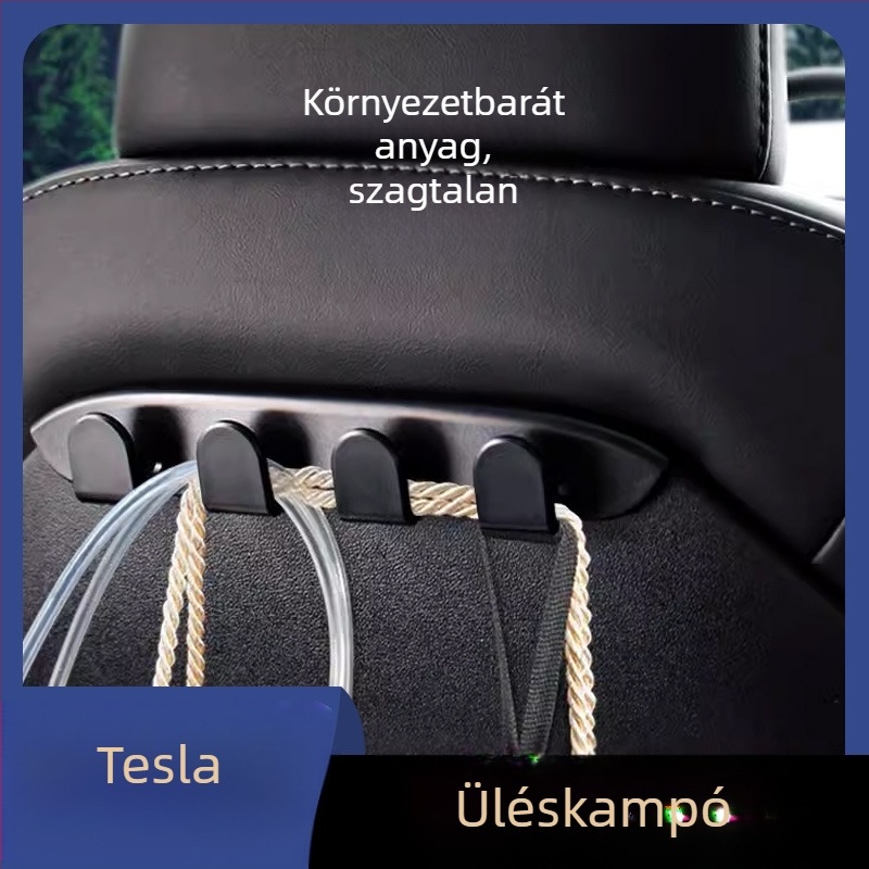 Tesla Model Y / Model 3 első ülés hátuljára szerelhető kampó, műanyag, egyszerű stílus, testreszabás nélkül