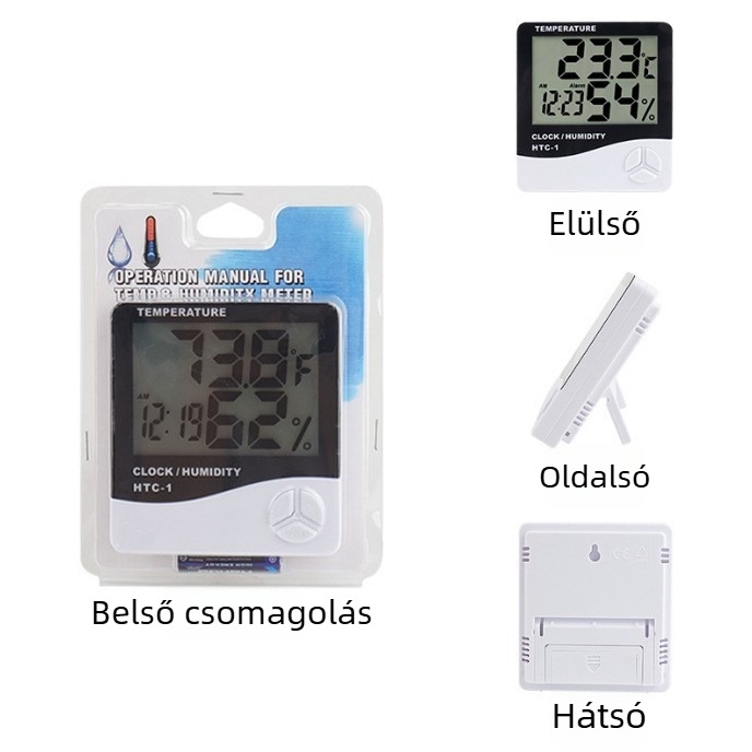 Digitális hőmérséklet- és páratartalom-mérő hüllőknek – Modell HTC-1, Márka Nine gold per tree, Páratartalom pontossága 0.01