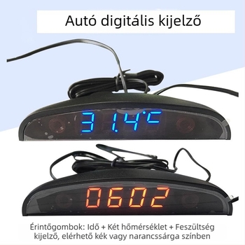 LED autóóra érintéses vezérléssel, idő kijelző, kettős hőmérséklet kijelző és feszültség kijelző