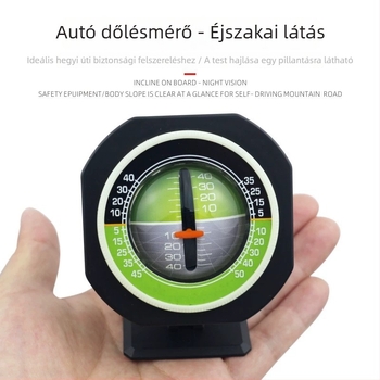 Dőlésmérő kültéri és járművek használatához, dőlésszög méréssel, beépített világítással és iránytűvel, műanyag ház