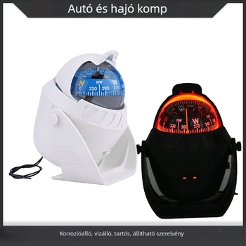 Tengeri gömbkompassz LED-del, 12V éjszakai navigációhoz, magas precizitás