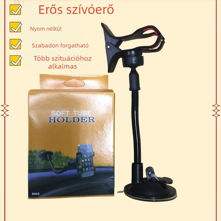 Autótelefon-tartó dupla csipeszes vákuumos fejjel a szélvédőn, többirányú állítás