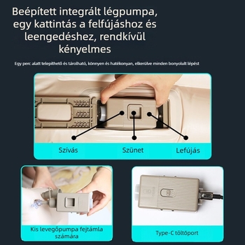 Autó hátsó ülésére készült felfújható alvó matrac – Ning shield CZCD, flocking anyag, automata felfújás, súly 2,3 kg, teherbírás 300 kg