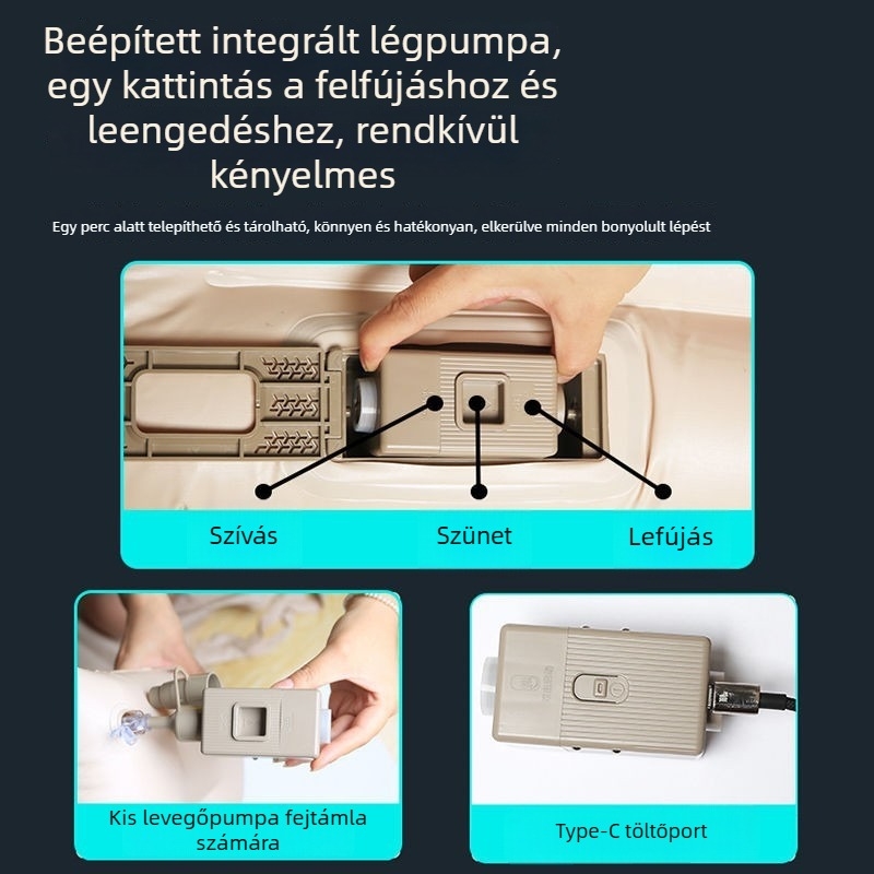 Autó hátsó ülésére készült felfújható alvó matrac – Ning shield CZCD, flocking anyag, automata felfújás, súly 2,3 kg, teherbírás 300 kg