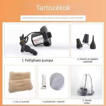 Flokkolt felfújható alvó párna autóhoz és kültéri használatra; flokkos felület, kettős használat autóhoz és kültérre, súly 1500 g, terhelhetőség 130 kg, kézi felfújás