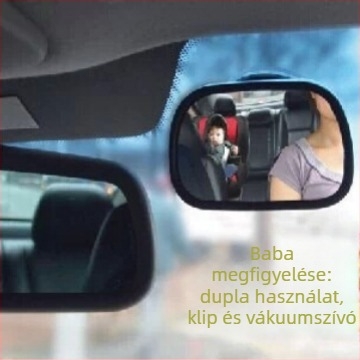 Autóba üléses baba hátsó néző – gömb alakú tükör, rögzítés vákuumcső vagy klipsz a napsütötte felülethez, PE műanyag ház