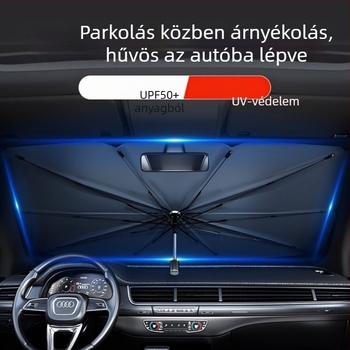 Autónapellenző a frontális szélvédőre – belső árnyékoló, napvédelem és hőszigetelés, esernyő-stílusú