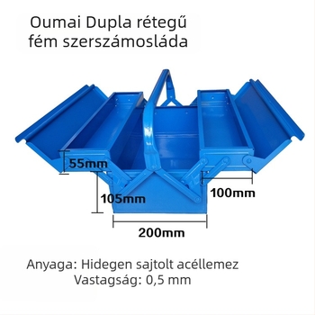 Oumai fém szerszámtároló doboz, hordozható kétszintes autó- és otthoni javító készlet, többfunkciós villanyszerelő eszköztár