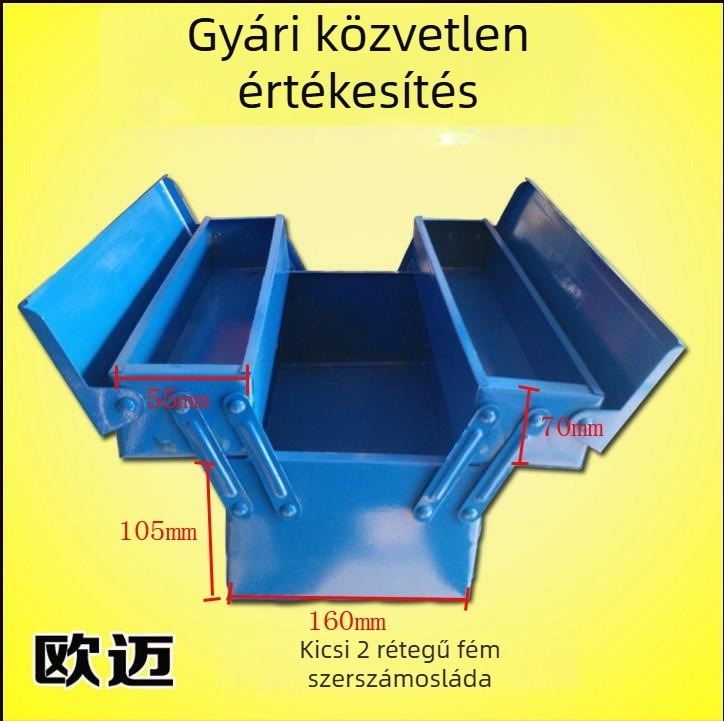 Oumai fém szerszámtároló doboz, hordozható kétszintes autó- és otthoni javító készlet, többfunkciós villanyszerelő eszköztár