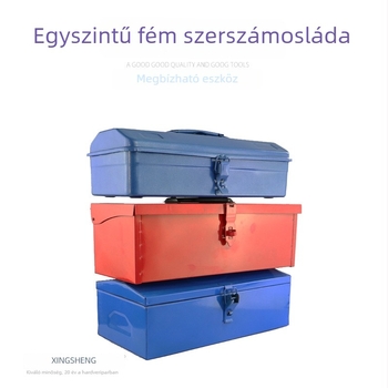 Kék egyoldalas fém szerszámosláda vastított piros tároló dobozzal