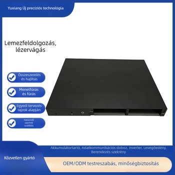 Elektronikai lemezből készült burkolat | Anyagok: rozsdamentes acél, alumínium ötvözet, réz, cink ötvözet, molibdén; Vastagság: 0,5–20 mm; Feldolgozás: lézeres vágás, nyomás, hajlítás, CNC fúrás; Felületkezelés: mattítás, polírozás, oxidáció, galvanizálás;