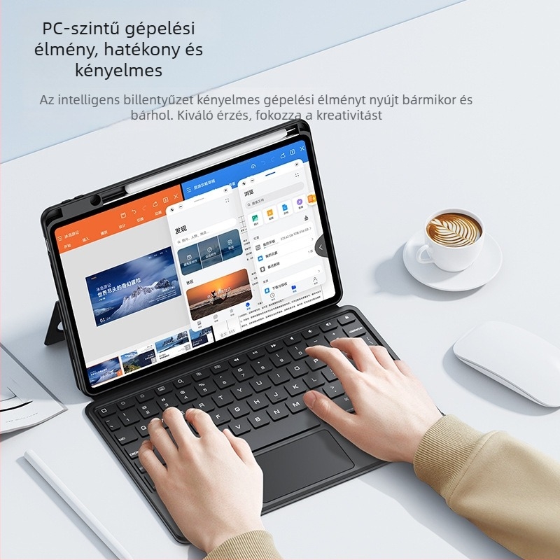 JUQITACH billentyűzetvédő tok és vezeték nélküli Bluetooth billentyűzet MatePad Pro 13.2, Pro 12.6, Air 11.5