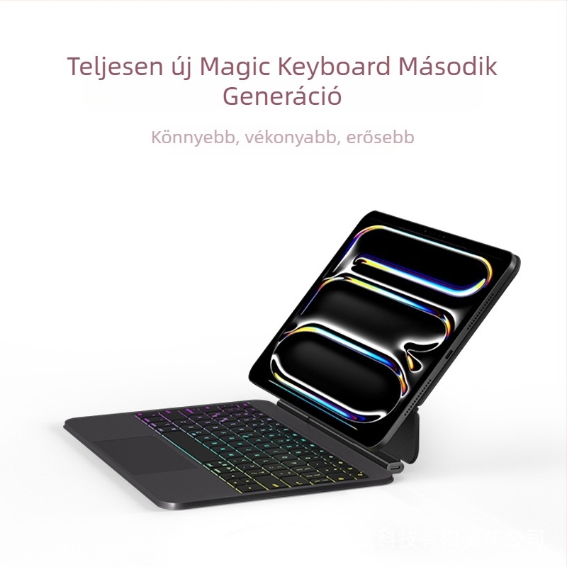 Bluetooth billentyűzet alumíniumötvözetből iPad Pro 11/13 hüvelykhez (M2/M4), vékony, könnyű mágneses rögzítéssel