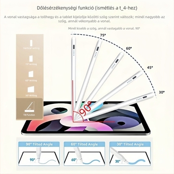 iPadhez készült stylus védelem a véletlen érintés ellen, mágneses rögzítés, dőlésszög-érzékelés, cserélhető hegy, modell P9