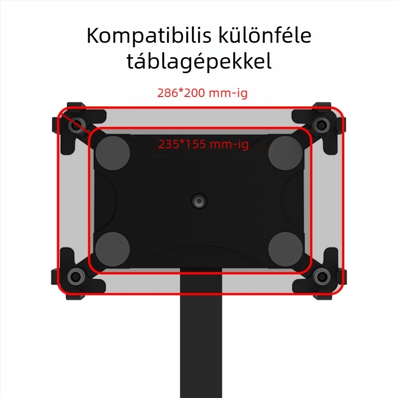 Alumínium ötvözetű tabletatartó állítható magassággal, lopás elleni védelemmel, pénztárgéphez és rendeléskijelzőhöz