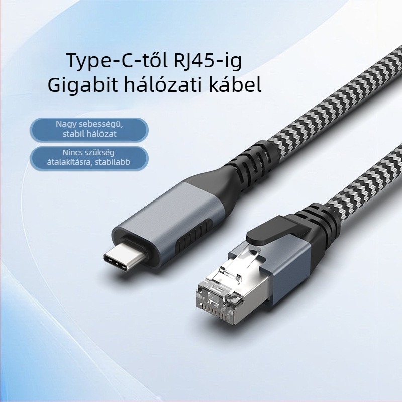 Type-C RJ45 gigabites hálózati adapter laptopokhoz és tabletekhez