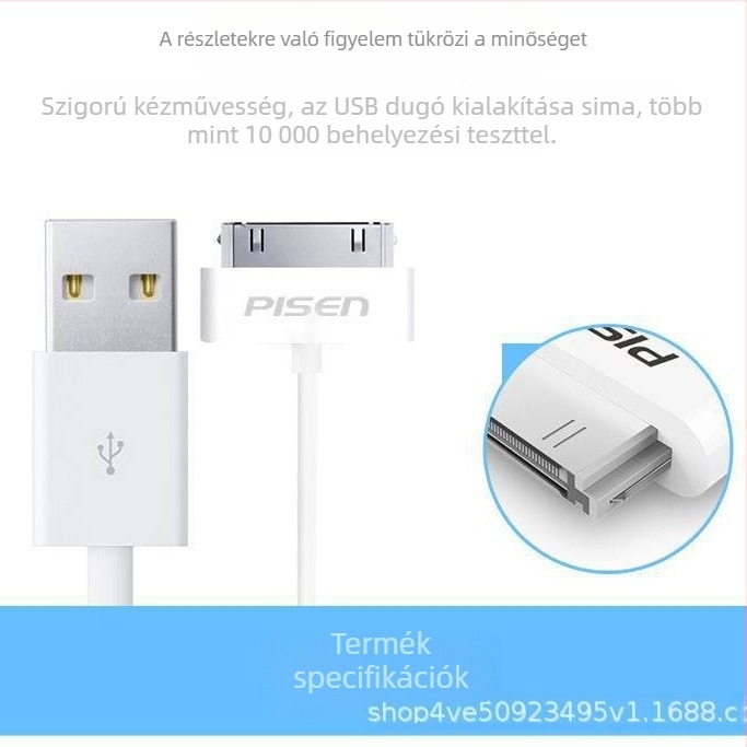 Tablet adat- és töltőkábel iPhone 4S és iPad 2-höz - USB-A, 1-2 m, ABS ház, PD gyors töltés