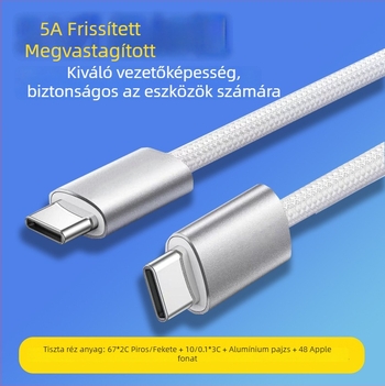 PD-100W gyors töltés USB-C kábel iPhone 15/16/17, Huawei, Honor és Vivo táblagép