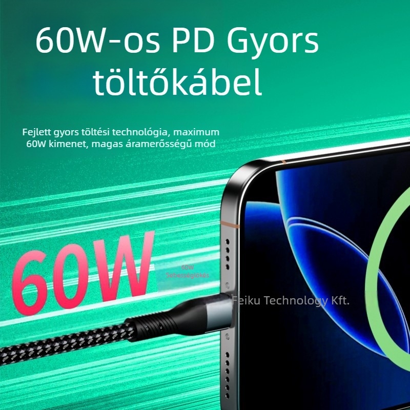 Öt az egyben 200W gyors töltésű adatkábel Lightning, OTG, Micro USB és Type-C, hossz 1,2 m, fonott
