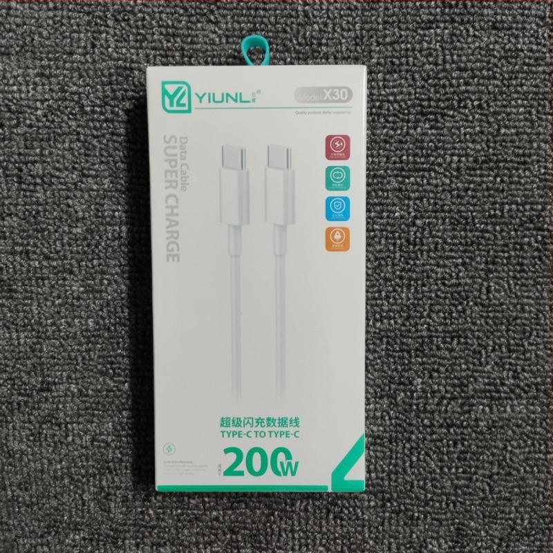 66W USB Type-C kábel C-to-C Huawei és Xiaomi készülékekhez – gyorstöltés okostelefonokra, tabletekre és laptopokra, max 200W