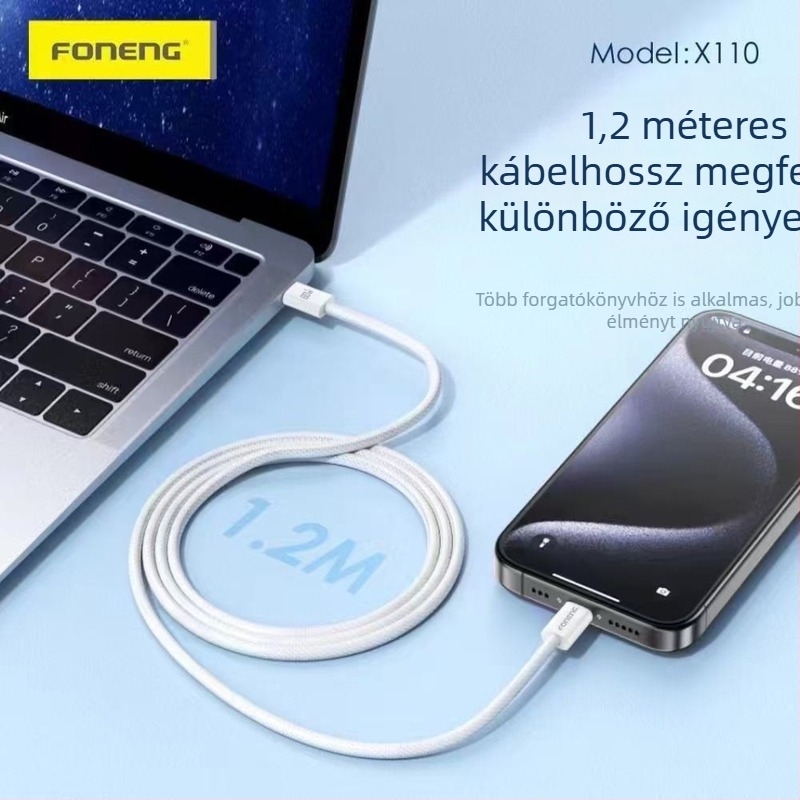 Bee energy PD gyors töltésű adatkábel Lightning és USB-C-vel, 1–2 m, 60W PD, iPhone, iPad és MacBookhoz