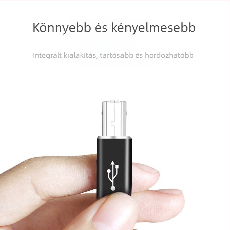 Type-C to USB-B adapterkábel – nyomtatóhoz, laptophoz és tabletához; 0.2 m, fém, egyfejű csatlakozás, 10 W max, kiterjesztő adapter