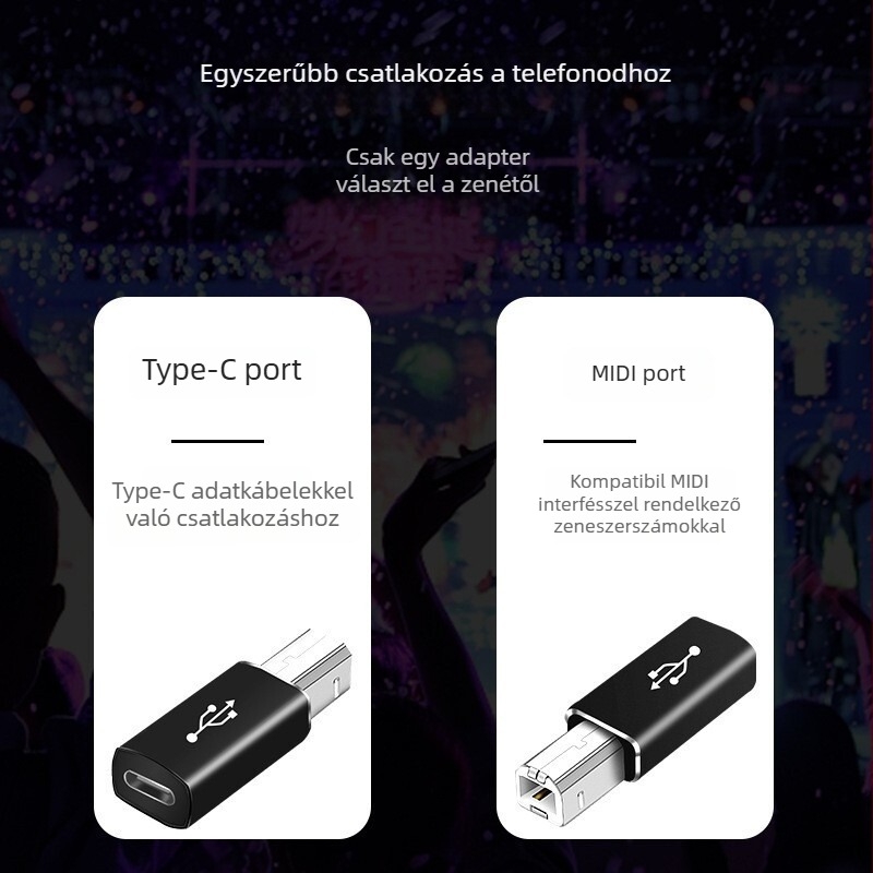 Type-C to USB-B adapterkábel – nyomtatóhoz, laptophoz és tabletához; 0.2 m, fém, egyfejű csatlakozás, 10 W max, kiterjesztő adapter