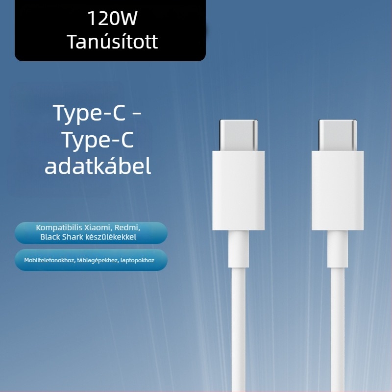 Xiaomi 17, Redmi és Black Shark tabletekhez és laptopokhoz 6A Dual-C USB Type-C adatkábel, 120W gyors töltés