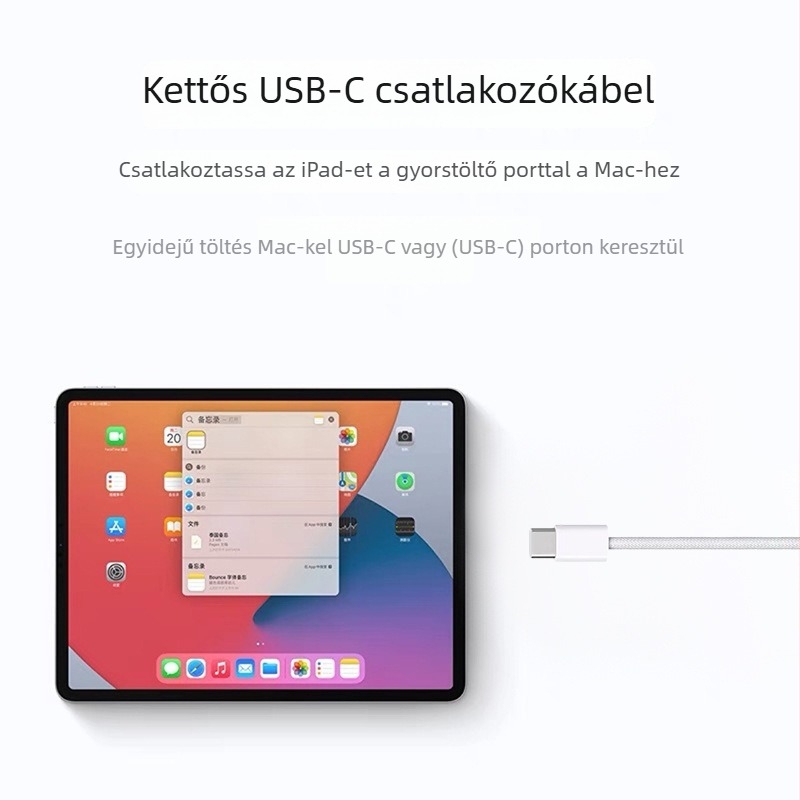 USB-C töltőkábel Apple iPhone 15/16 és iPad számára, 60W/100W gyors töltés, szövött kialakítású