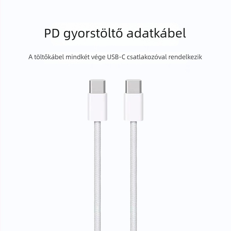 USB-C töltőkábel Apple iPhone 15/16 és iPad számára, 60W/100W gyors töltés, szövött kialakítású