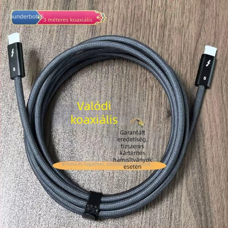 Koaxiális Thunderbolt 5 adatkábel, hossz 1–2 m, 80 Gbps, 16K, 240W gyors töltés, USB4 / Thunderbolt 4 kompatibilis