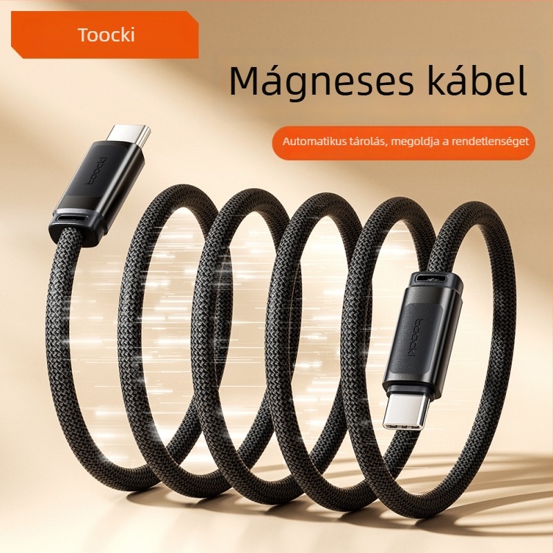 Tucci USB-C adatkábel mágneses tárolóval, 240W-os gyorstöltés, PD-kompatibilis, alumíniumötvözet