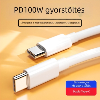 Lianpu Type-C-től Type-C-ig adat- és töltőkábel PD gyors töltéssel, 100 W, 1-2 m, fehér, telefonhoz, tabletához és laptophoz