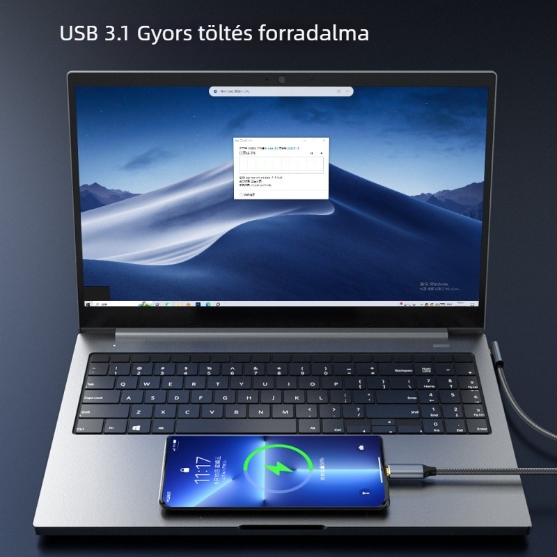 GEN2 USB-C to USB-C adatkábel, 10Gbps, 100W PD, 1 m hosszú