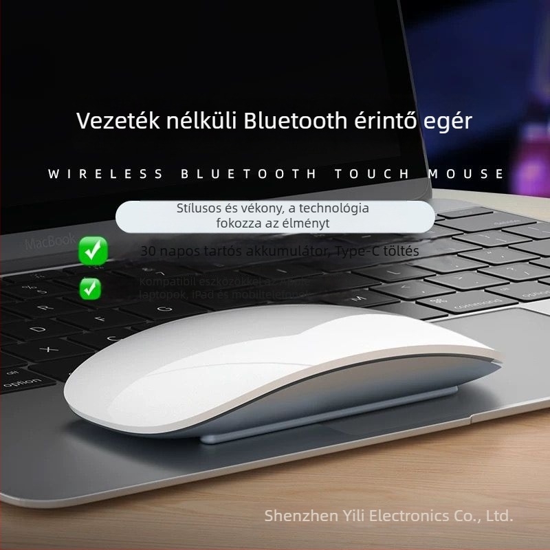 Bluetooth egér, 1600 DPI, 2 gomb, 10 m vezeték nélküli hatótáv, újratölthető, töltőkábel mellékelve
