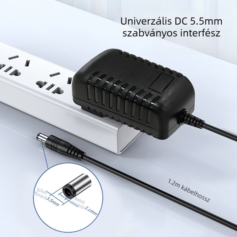 12V 1A töltőadapter — USA, japán és tajvani szabványok; manikűr- és kozmetikai eszközök töltője, masszírozó, kompakt háztartási készülék