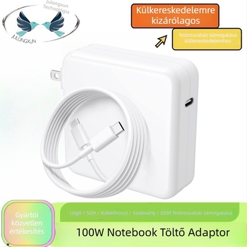 GaN USB-C 100W PD töltő MacBook és laptopokhoz, kimenet 20V/5A, bemenet 100-245V