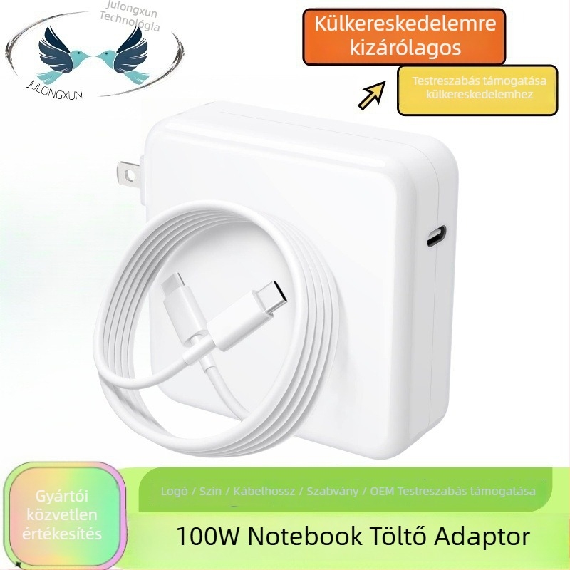 GaN USB-C 100W PD töltő MacBook és laptopokhoz, kimenet 20V/5A, bemenet 100-245V