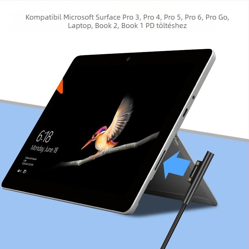 Sowin OEM töltőkábel Microsoft Surface-hoz, kompatibilis Pro 7/6/5/4/3/Go, Laptop, Book, Notebook és Tablet
